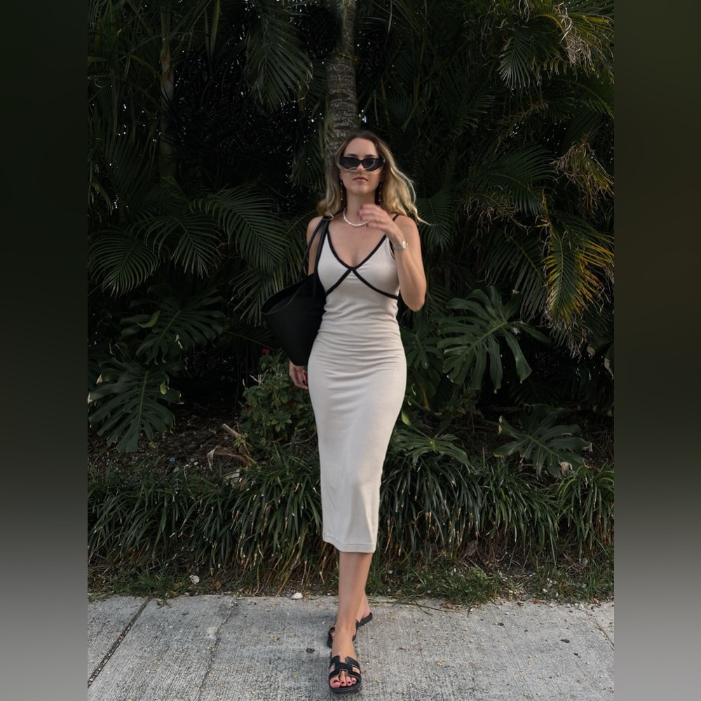 ATM Contrasting Midi Dress, S